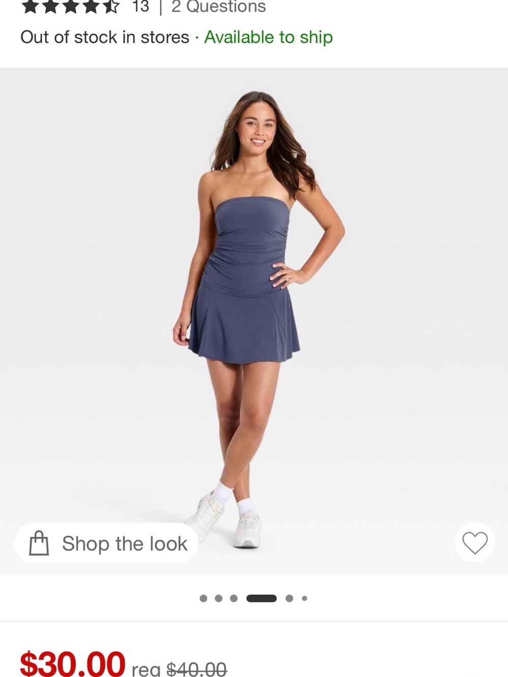 XS JoyLab Strapless Navy Bandeau Active Dress